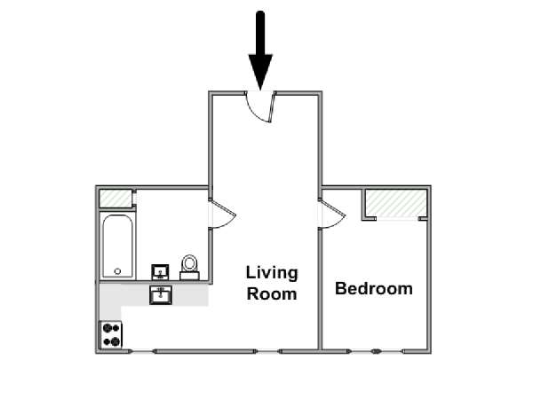 New York 1 Camera da letto appartamento - piantina approssimativa dell' appartamento  (NY-15306)