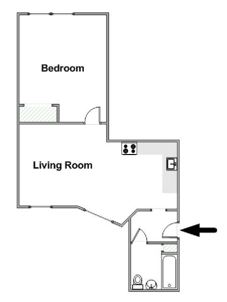 New York 1 Camera da letto appartamento - piantina approssimativa dell' appartamento  (NY-15308)