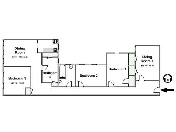 New York 4 Bedroom roommate share apartment - apartment layout  (NY-15323)