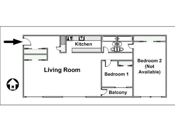 New York 2 Bedroom roommate share apartment - apartment layout  (NY-15334)