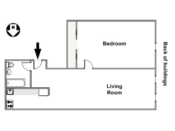 New York 1 Camera da letto appartamento - piantina approssimativa dell' appartamento  (NY-15337)