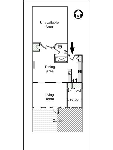 New York 1 Camera da letto appartamento - piantina approssimativa dell' appartamento  (NY-15343)