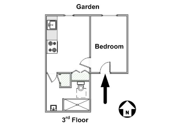 New York Monolocale appartamento - piantina approssimativa dell' appartamento  (NY-15356)