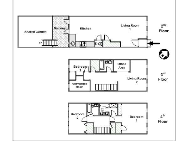 New York T5 - Triplex appartement location vacances - plan schématique  (NY-15383)