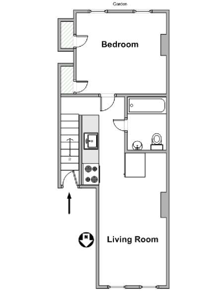 New York 1 Camera da letto appartamento - piantina approssimativa dell' appartamento  (NY-15385)