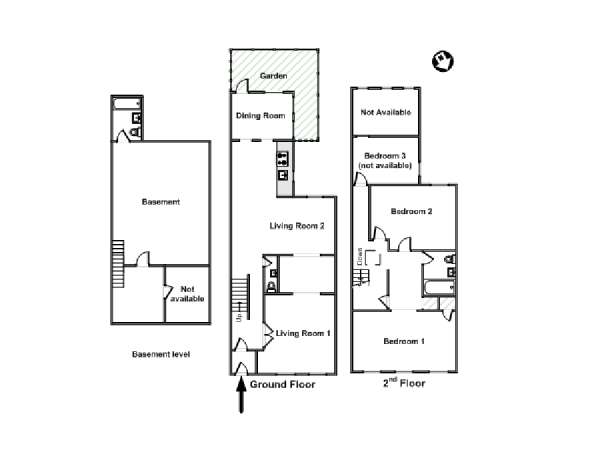 New York 2 Bedroom - Duplex apartment - apartment layout  (NY-15396)
