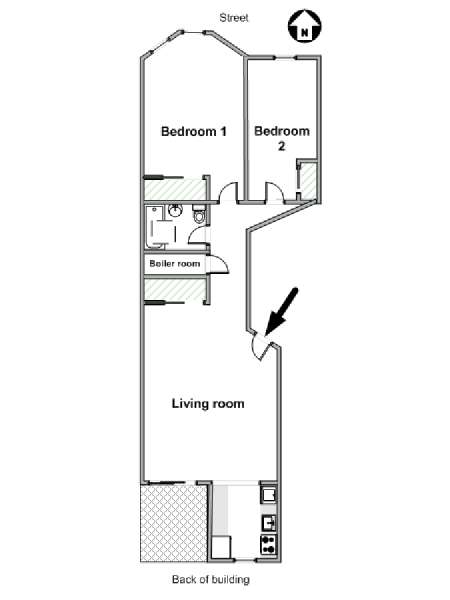 New York 2 Camere da letto appartamento - piantina approssimativa dell' appartamento  (NY-15405)