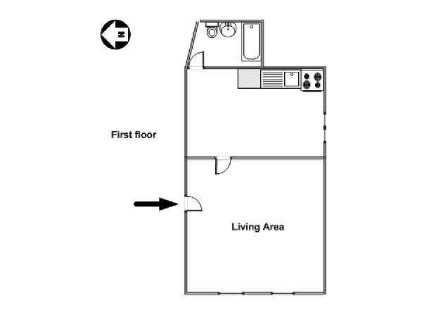 New York Monolocale appartamento - piantina approssimativa dell' appartamento  (NY-15424)