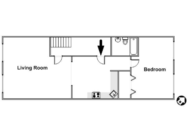 New York 1 Camera da letto appartamento - piantina approssimativa dell' appartamento  (NY-15438)