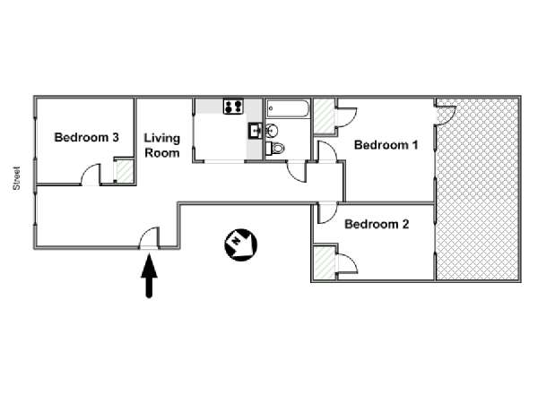 New York 3 Bedroom roommate share apartment - apartment layout  (NY-15448)