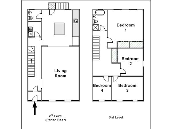 New York T5 - Duplex logement location appartement - plan schématique  (NY-15500)