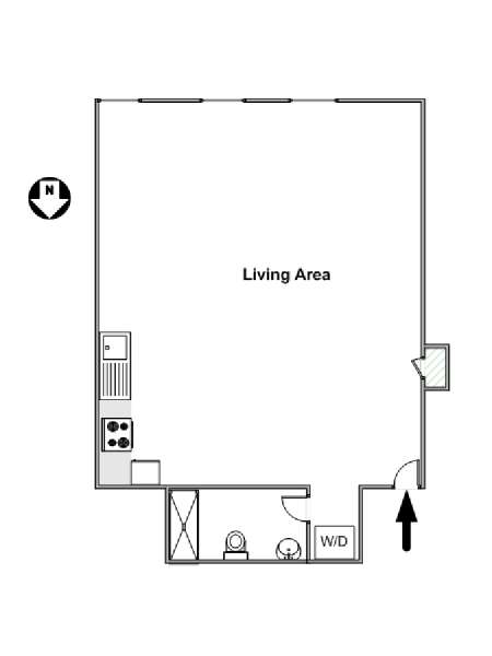 New York Monolocale appartamento - piantina approssimativa dell' appartamento  (NY-15505)