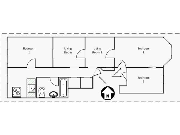 Nueva York 3 Dormitorios apartamento - esquema  (NY-15524)