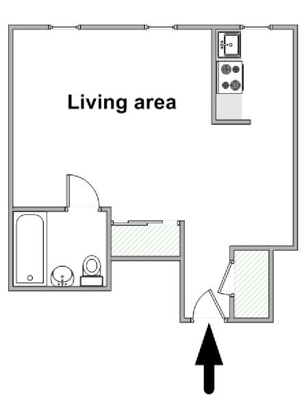 New York Monolocale appartamento - piantina approssimativa dell' appartamento  (NY-15549)