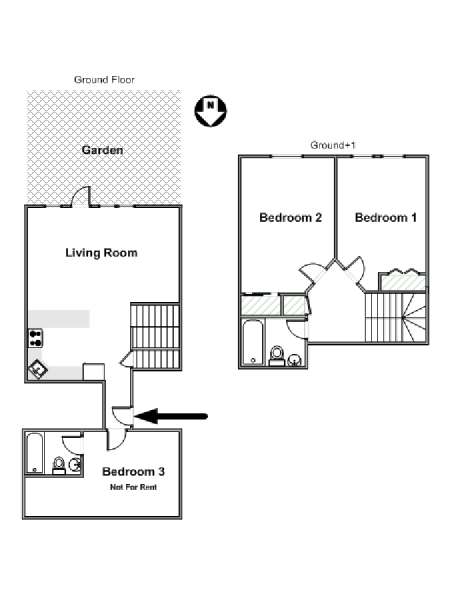 New York 3 Bedroom roommate share apartment - apartment layout  (NY-15624)