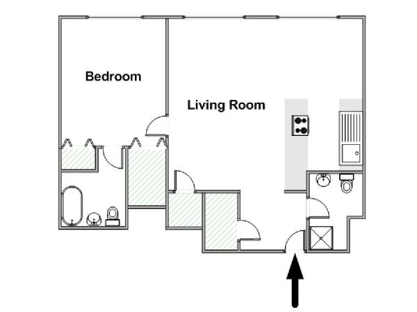 New York 1 Bedroom apartment - apartment layout  (NY-15628)
