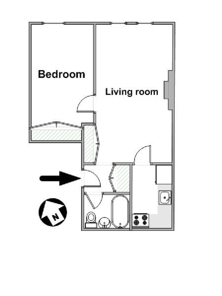 New York 1 Camera da letto appartamento - piantina approssimativa dell' appartamento  (NY-15637)