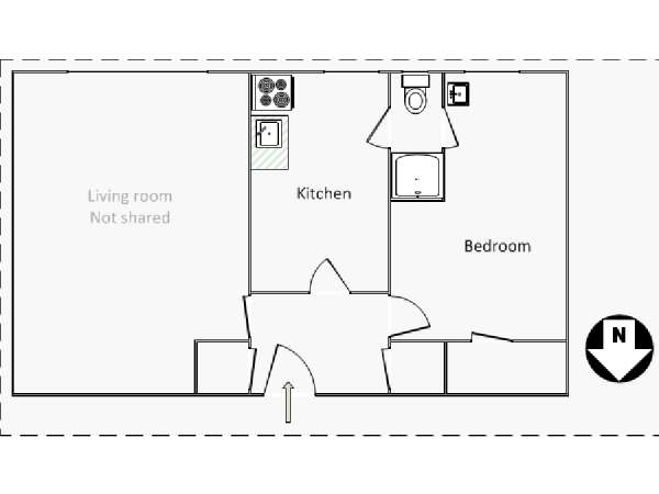 New York 1 Bedroom roommate share apartment - apartment layout  (NY-15648)