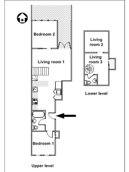 New York 2 Bedroom - Duplex accommodation - apartment layout  (NY-15650)