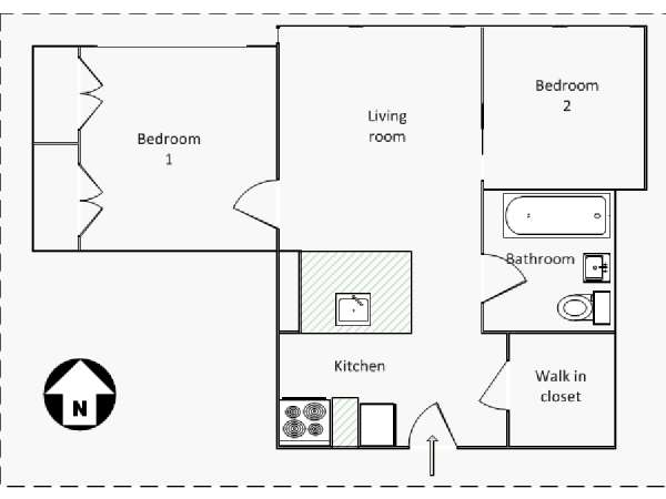 New York 2 Bedroom apartment - apartment layout  (NY-15659)