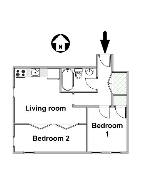 New York 2 Bedroom apartment - apartment layout  (NY-15661)