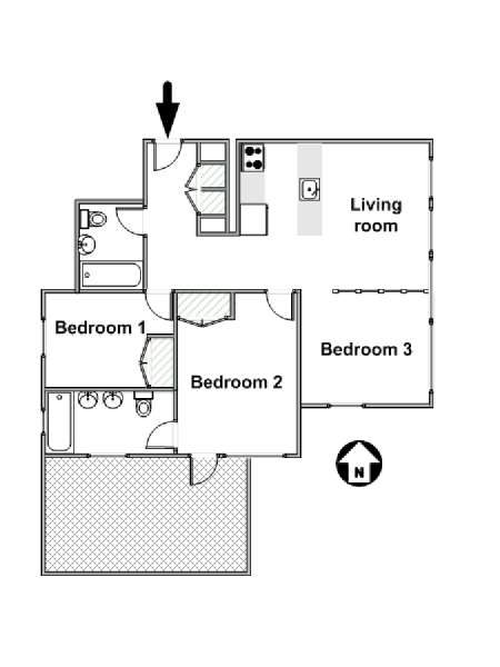 New York 3 Bedroom apartment - apartment layout  (NY-15698)