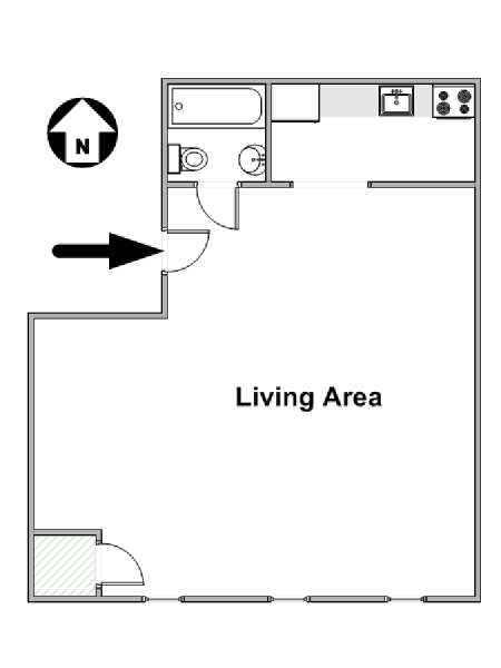 New York Monolocale appartamento - piantina approssimativa dell' appartamento  (NY-15709)
