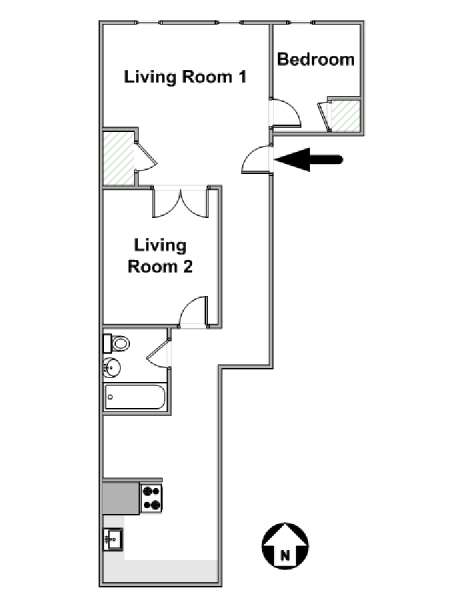 New York 1 Bedroom apartment - apartment layout  (NY-1572)
