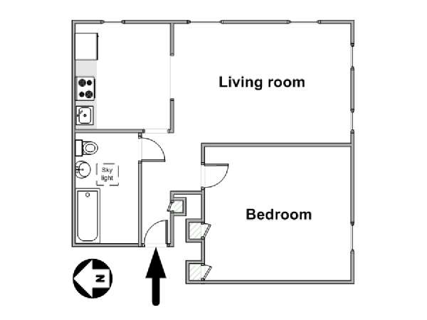 New York 1 Bedroom apartment - apartment layout  (NY-15725)