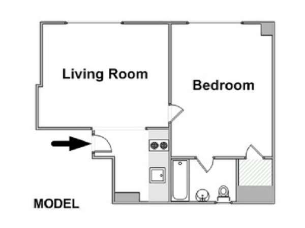 New York 1 Bedroom accommodation - apartment layout  (NY-15742)