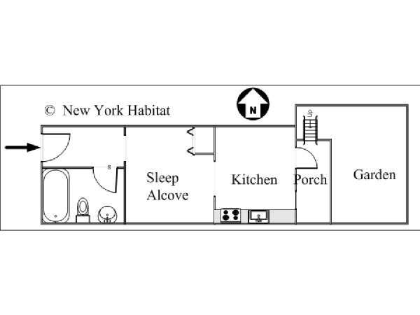 New York Grande monolocale appartamento - piantina approssimativa dell' appartamento  (NY-15757)