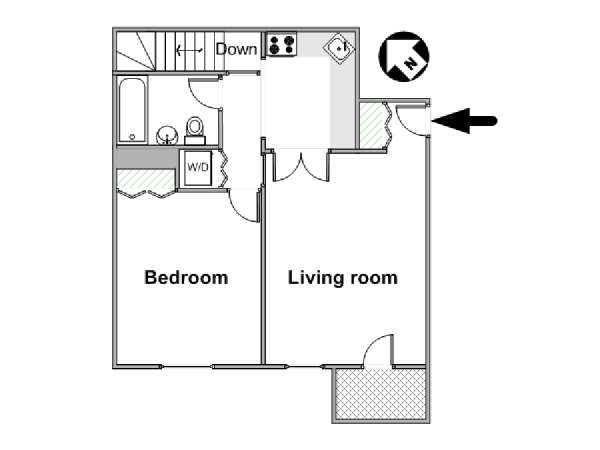 New York 1 Bedroom accommodation bed breakfast - apartment layout  (NY-15778)