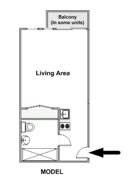 New York Monolocale appartamento casa vacanze - piantina approssimativa dell' appartamento  (NY-15784)