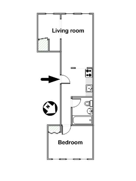 New York 1 Camera da letto appartamento - piantina approssimativa dell' appartamento  (NY-15790)
