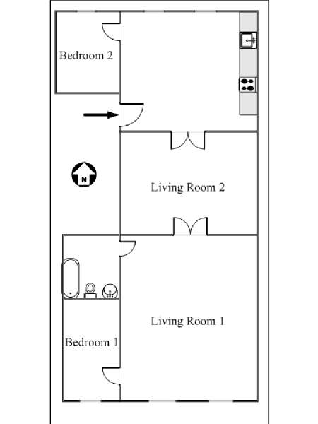 New York 2 Bedroom apartment - apartment layout  (NY-15792)