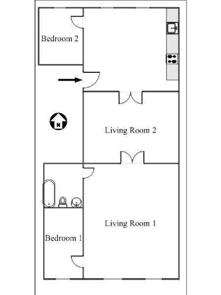 New York 2 Bedroom apartment - apartment layout  (NY-15792)