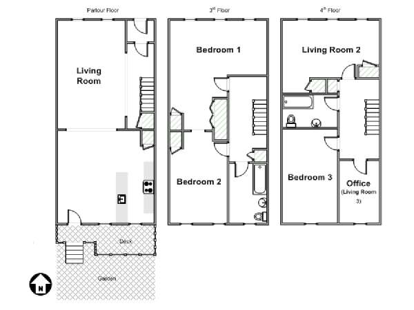 New York T4 - Triplex appartement location vacances - plan schématique  (NY-15804)