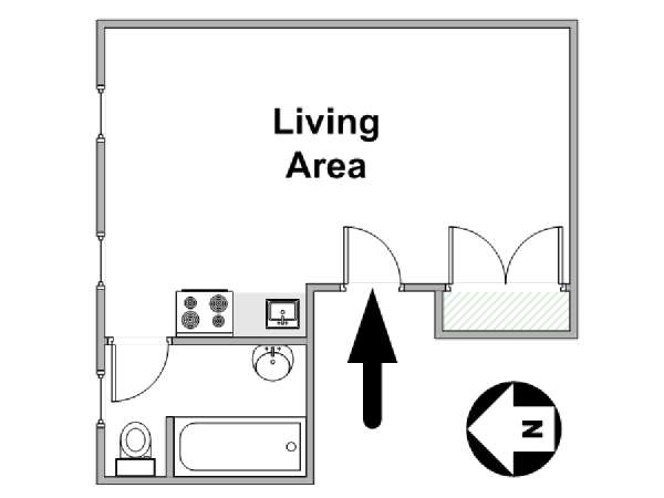 New York Monolocale appartamento - piantina approssimativa dell' appartamento  (NY-15821)