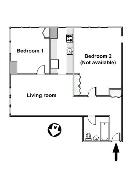 New York 2 Bedroom roommate share apartment - apartment layout  (NY-15825)
