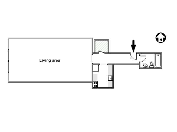 New York Monolocale appartamento - piantina approssimativa dell' appartamento  (NY-15826)
