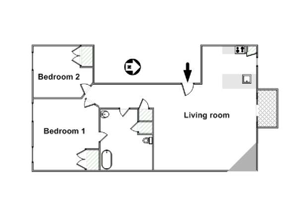 New York 2 Bedroom apartment - apartment layout  (NY-15837)