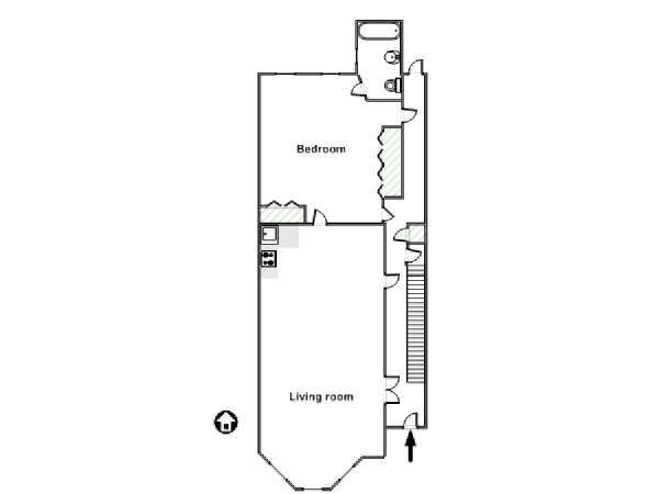 New York 1 Camera da letto appartamento - piantina approssimativa dell' appartamento  (NY-15871)