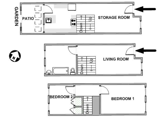 New York 2 Camere da letto stanza in affitto - piantina approssimativa dell' appartamento  (NY-15878)