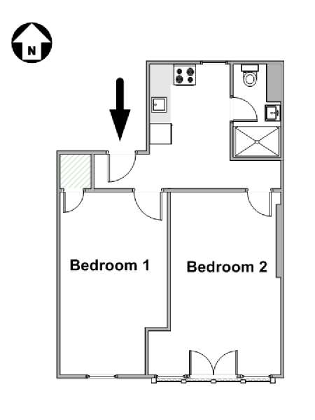 New York 2 Camere da letto stanza in affitto - piantina approssimativa dell' appartamento  (NY-15903)