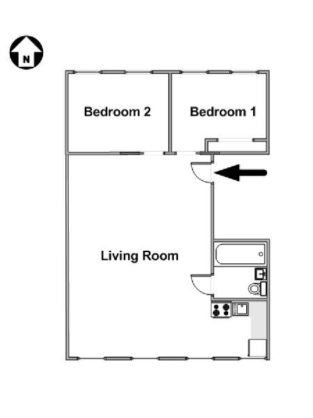 New York 2 Bedroom - Loft apartment - apartment layout  (NY-15907)