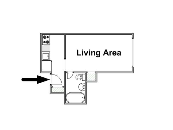 New York Monolocale appartamento - piantina approssimativa dell' appartamento  (NY-15909)