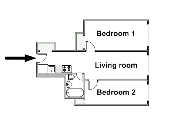 New York 2 Camere da letto appartamento - piantina approssimativa dell' appartamento  (NY-15910)
