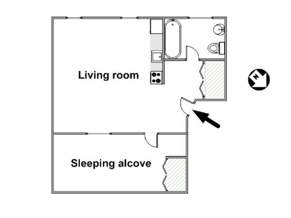 New York Studio avec Alcôve T1 logement location appartement - plan schématique  (NY-15971)