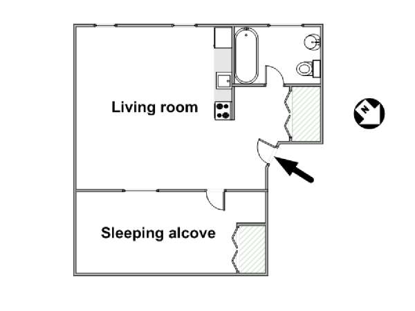 New York Studio mit Alkoven wohnungsvermietung - layout  (NY-15971)