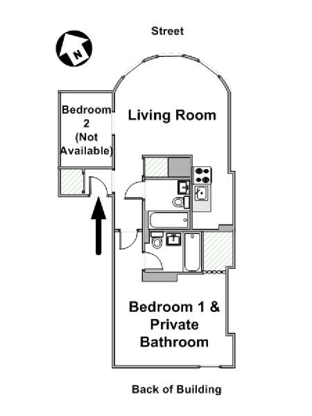 New York 2 Camere da letto stanza in affitto - piantina approssimativa dell' appartamento  (NY-15975)